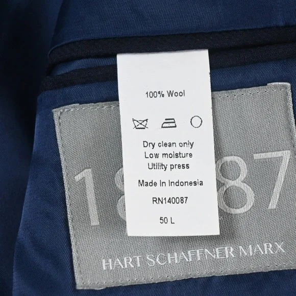 Hart Schaffner Marx 50L Navy Blue 100% Wool Gold Button Mens Blazer Sport Coat‎